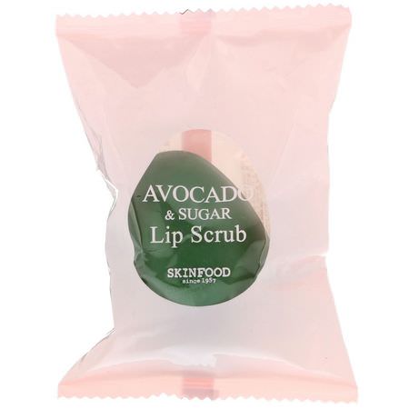 唇部磨砂, 護唇: Skinfood, Avocado & Sugar Lip Scrub, 14 g