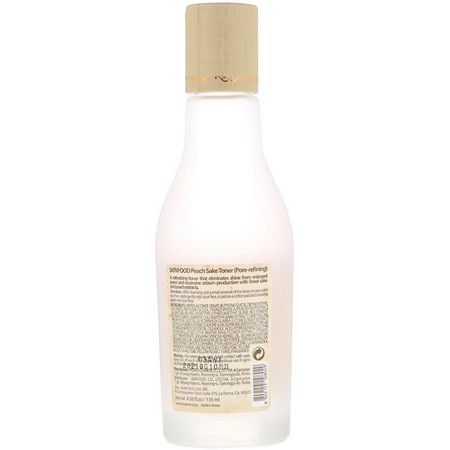 爽膚水, K美容潔面乳: Skinfood, Peach Sake Toner, 4.56 oz (135 ml)