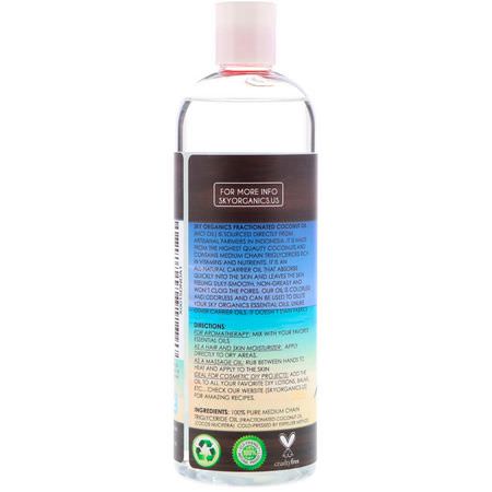 椰子護膚, 美容: Sky Organics, Fractionated Coconut Oil, 100% Pure and Natural, 16 fl oz (473 ml)