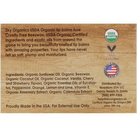 蜂產品, 補品: Sky Organics, Organic Beeswax Lip Balms Set, 6 Pack, .15 oz (4.25 g) Each