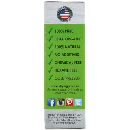 蓖麻, 按摩油: Sky Organics, Organic Castor Oil, Eyelash Enhancer Serum, 1 fl oz (30 ml)