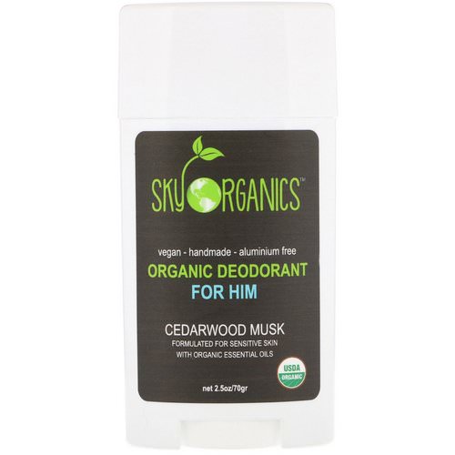 Sky Organics, Organic Deodorant For Him, Cedarwood Musk, 2.5 oz (70 g) Review
