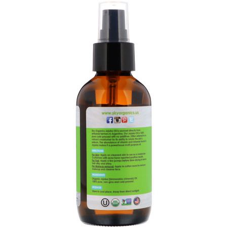 荷荷巴油, 按摩油: Sky Organics, Organic Jojoba Oil, 100% Pure & Natural, 4 fl oz (118 ml)