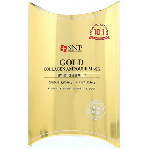 SNP, Gold Collagen Ampoule Mask, 10 Sheets, 0.84 fl oz (25 ml) Each Review