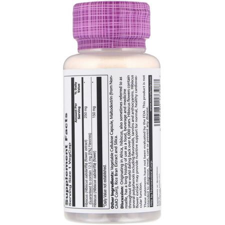 順勢療法, 草藥: Solaray, Hibiscus Flower Extract, 250 mg, 60 Vegcaps