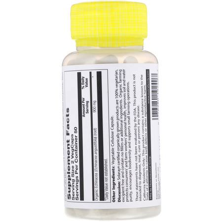 流感, 咳嗽: Solaray, Organically Grown Echinacea, 450 mg, 100 VegCaps