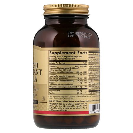 抗氧化劑, 抗氧化劑: Solgar, Advanced Antioxidant Formula, 120 Vegetable Capsules