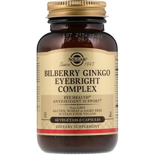 Solgar, Bilberry Ginkgo Eyebright Complex, 60 Vegetable Capsules Review