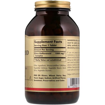 抗氧化劑, 補品: Solgar, Citrus Bioflavonoid Complex, 1,000 mg, 250 Tablets