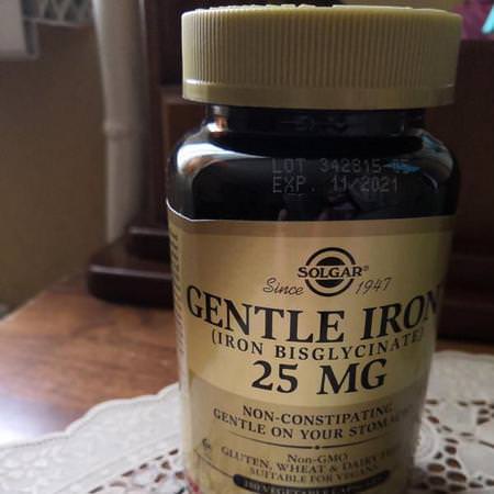 Solgar, Gentle Iron, 25 mg, 180 Vegetable Capsules