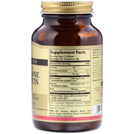 葡萄糖胺軟骨素, 關節: Solgar, Glucosamine Chondroitin MSM, Triple Strength, 60 Tablets