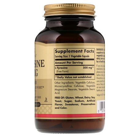 L-酪氨酸, 氨基酸: Solgar, L-Tyrosine, 500 mg, 100 Veggie Caps