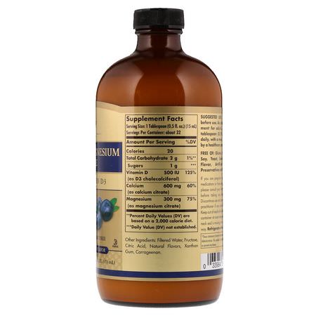 鈣, 礦物質: Solgar, Liquid Calcium Magnesium Citrate with Vitamin D3, Natural Blueberry, 16 fl oz (473 ml)
