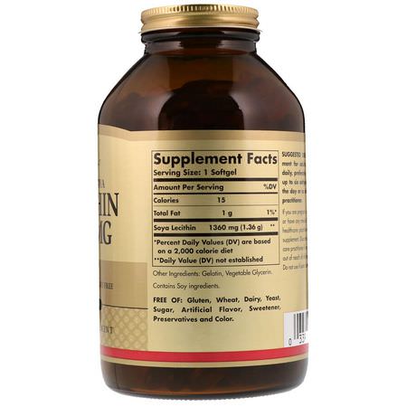 卵磷脂補充劑: Solgar, Natural Soya Lecithin, 1,360 mg, 250 Softgels