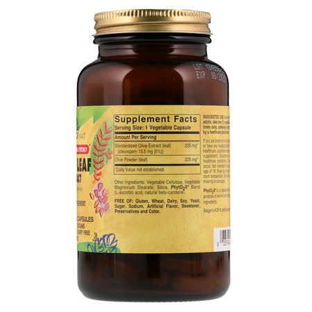 流感, 咳嗽: Solgar, Olive Leaf Extract, 180 Vegetable Capsules