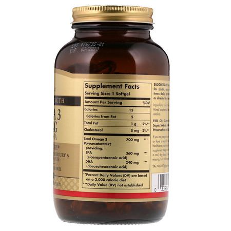 Omega-3魚油, EPA DHA: Solgar, Omega-3, EPA & DHA, Double Strength, 700 mg, 120 Softgels