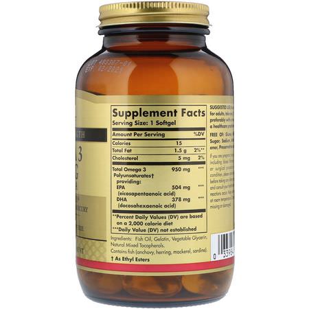 Omega-3魚油, EPA DHA: Solgar, Omega-3, EPA & DHA, Triple Strength, 950 mg, 100 Softgels