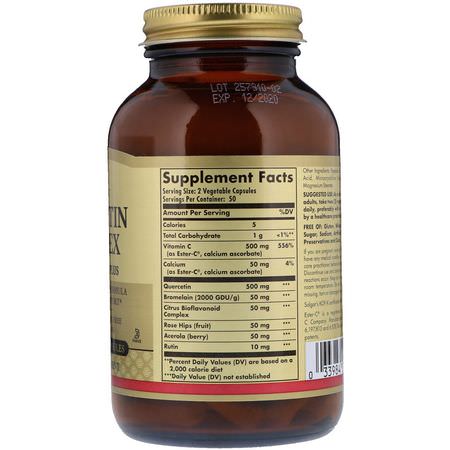 槲皮素, 抗氧化劑: Solgar, Quercetin Complex with Ester-C Plus, 100 Vegetable Capsules