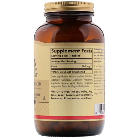 蘆丁, 抗氧化劑: Solgar, Rutin, 500 mg, 250 Tablets