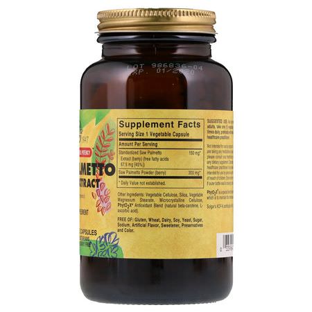 鋸棕櫚, 順勢療法: Solgar, Saw Palmetto Berry Extract, 180 Vegetable Capsules