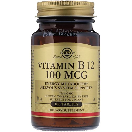 Solgar, Vitamin B12, 100 mcg, 100 Tablets Review