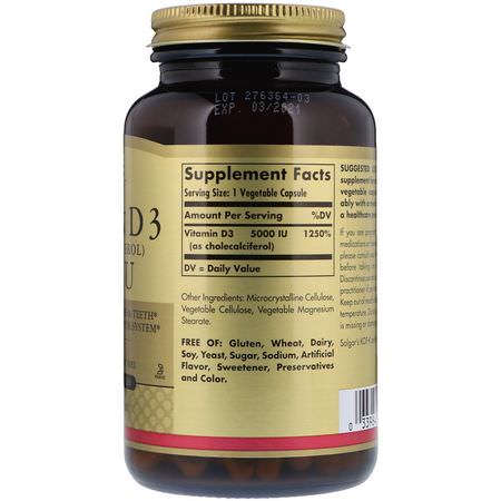 D3膽鈣化固醇, 維生素D: Solgar, Vitamin D3 (Cholecalciferol), 5000 IU, 240 Vegetable Capsules