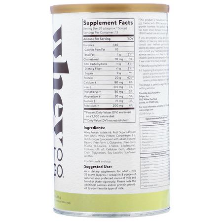 乳清蛋白, 運動營養: Solgar, Whey To Go, Whey Protein Powder, Chocolate, 16 oz (455 g)