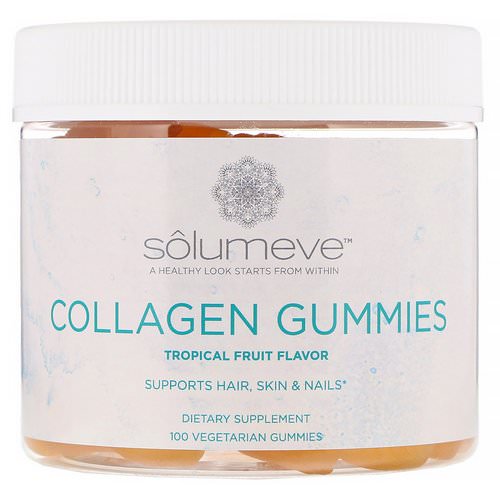 Solumeve, Collagen Gummies, Gelatin Free, Tropical Fruit Flavor, 100 Vegetarian Gummies Review