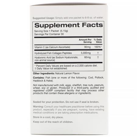 肽, 美容: Solumeve, Collagen Peptides Plus Vitamin C & Hyaluronic Acid, Lemon, 30 Packets, 0.18 oz (5.15 g) Each