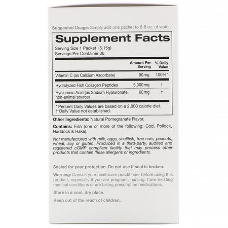 膠原蛋白補充劑, 關節: Solumeve, Collagen Peptides Plus Vitamin C & Hyaluronic Acid, Pomegranate, 30 Packets, 0.18 oz (5.15 g) Each