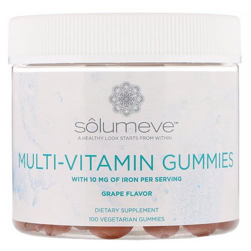 Solumeve, Multi-Vitamin Gummies, Gelatin Free, Grape Flavor, 100 Vegetarian Gummies Review