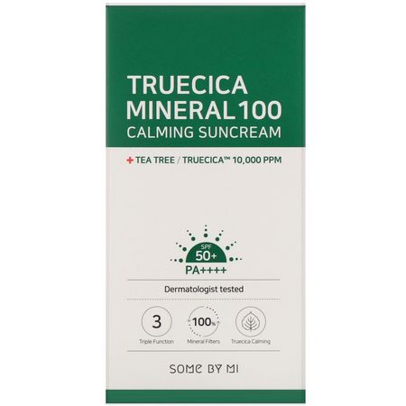 防曬霜, K美容: Some By Mi, Truecica Mineral 100 Calming Suncream, SPF 50+ PA++++, 1.69 fl oz (50 ml)