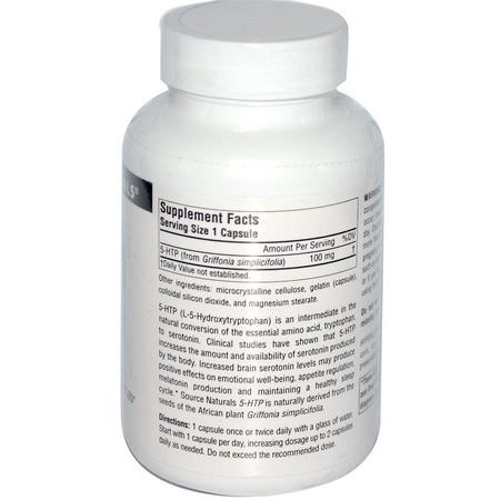 5-HTP, 體重: Source Naturals, 5-HTP, 100 mg, 120 Capsules