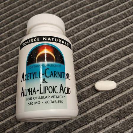 α-硫辛酸, 抗氧化劑: Source Naturals, Acetyl L-Carnitine & Alpha-Lipoic Acid, 650 mg, 120 Tablets