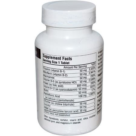 維生素B複合物, 維生素B: Source Naturals, B-50 Complex, 50 mg, 100 Tablets