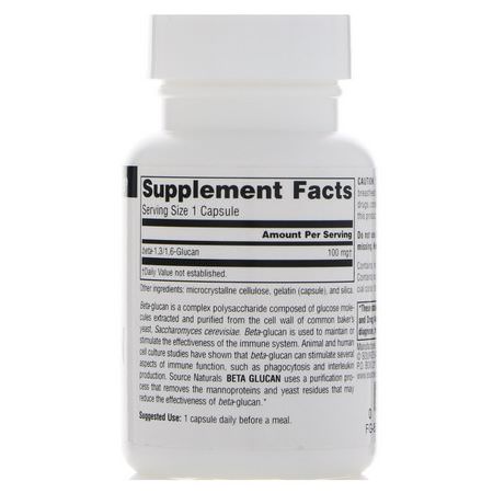 β-葡聚醣, 纖維: Source Naturals, Beta Glucan, 100 mg, 30 Capsules
