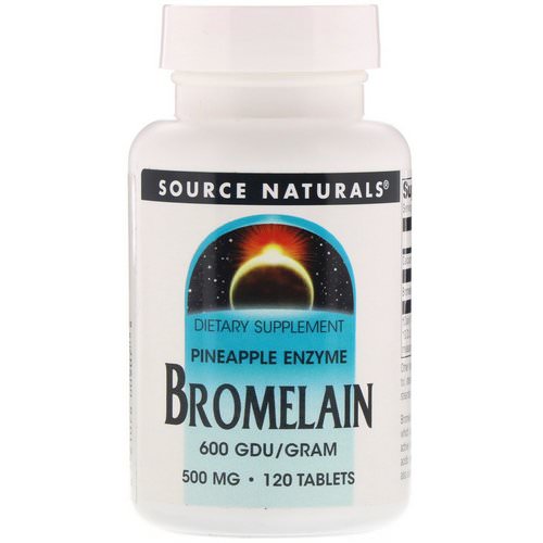 Source Naturals, Bromelain, 600 GDU/Gram, 500 mg, 120 Tablets Review