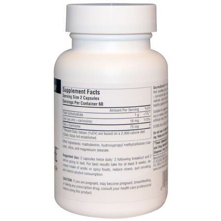 L-肌氨酸, 氨基酸: Source Naturals, GastricSoothe, 37.5 mg, 120 Capsules