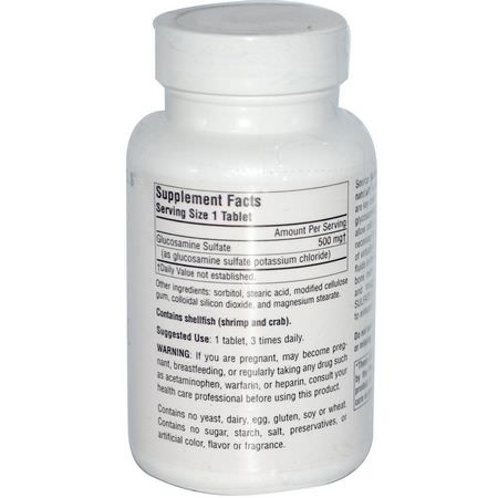 關節葡萄糖: Source Naturals, Glucosamine Sulfate, Sodium Free, 500 mg, 120 Tablets