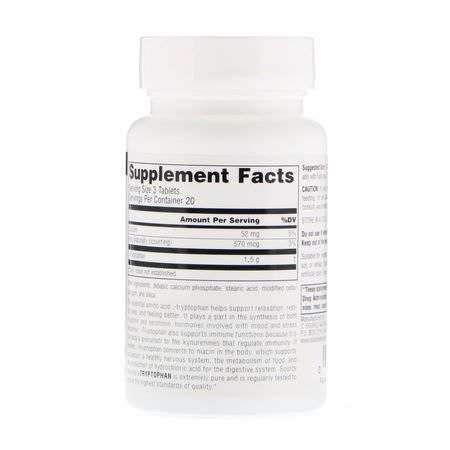 L-色氨酸, 睡眠: Source Naturals, L-Tryptophan, 500 mg, 60 Tablets