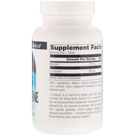 L-酪氨酸, 氨基酸: Source Naturals, L-Tyrosine, 500 mg, 100 Tablets