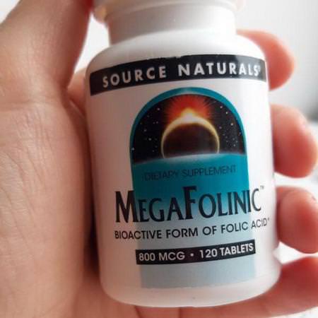 葉酸, 維生素B: Source Naturals, MegaFolinic, 800 mcg, 120 Tablets