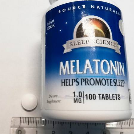 褪黑激素, 睡眠: Source Naturals, Melatonin, 1 mg, 300 Tablets