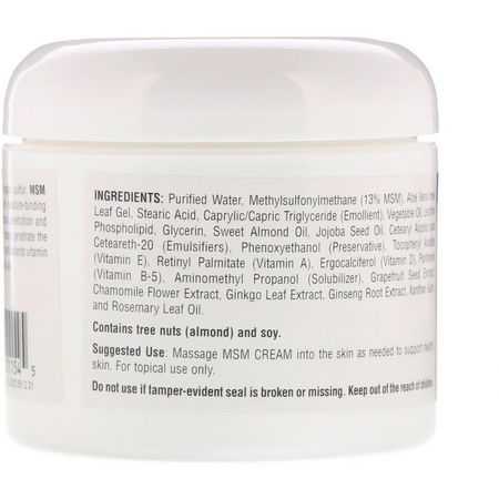 乳液, 浴液: Source Naturals, MSM Cream, 4 oz (113.4 g)