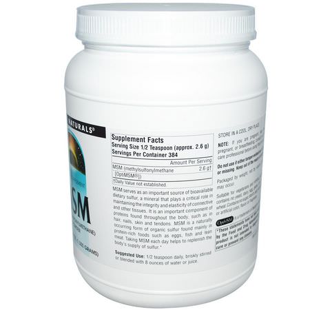 MSM, 關節: Source Naturals, MSM Powder, 2.2 lbs (1000 g)