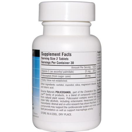 多酚, 抗氧化劑: Source Naturals, Policosanol, 10 mg, 60 Tablets