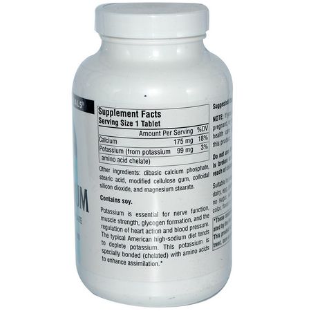 鉀, 礦物質: Source Naturals, Potassium, 99 mg, 250 Tablets