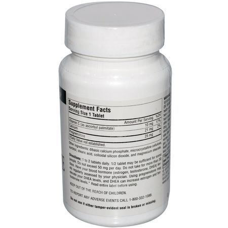 記憶, 認知: Source Naturals, Pregnenolone, 25 mg, 120 Tablets