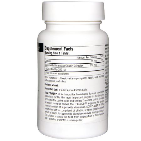 超氧化物歧化酶SOD, 抗氧化劑: Source Naturals, SOD Power, 250 mg, 60 Tablets