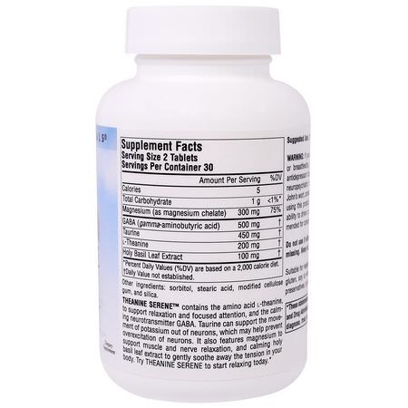 L-茶氨酸, 氨基酸: Source Naturals, Theanine Serene, 60 Tablets